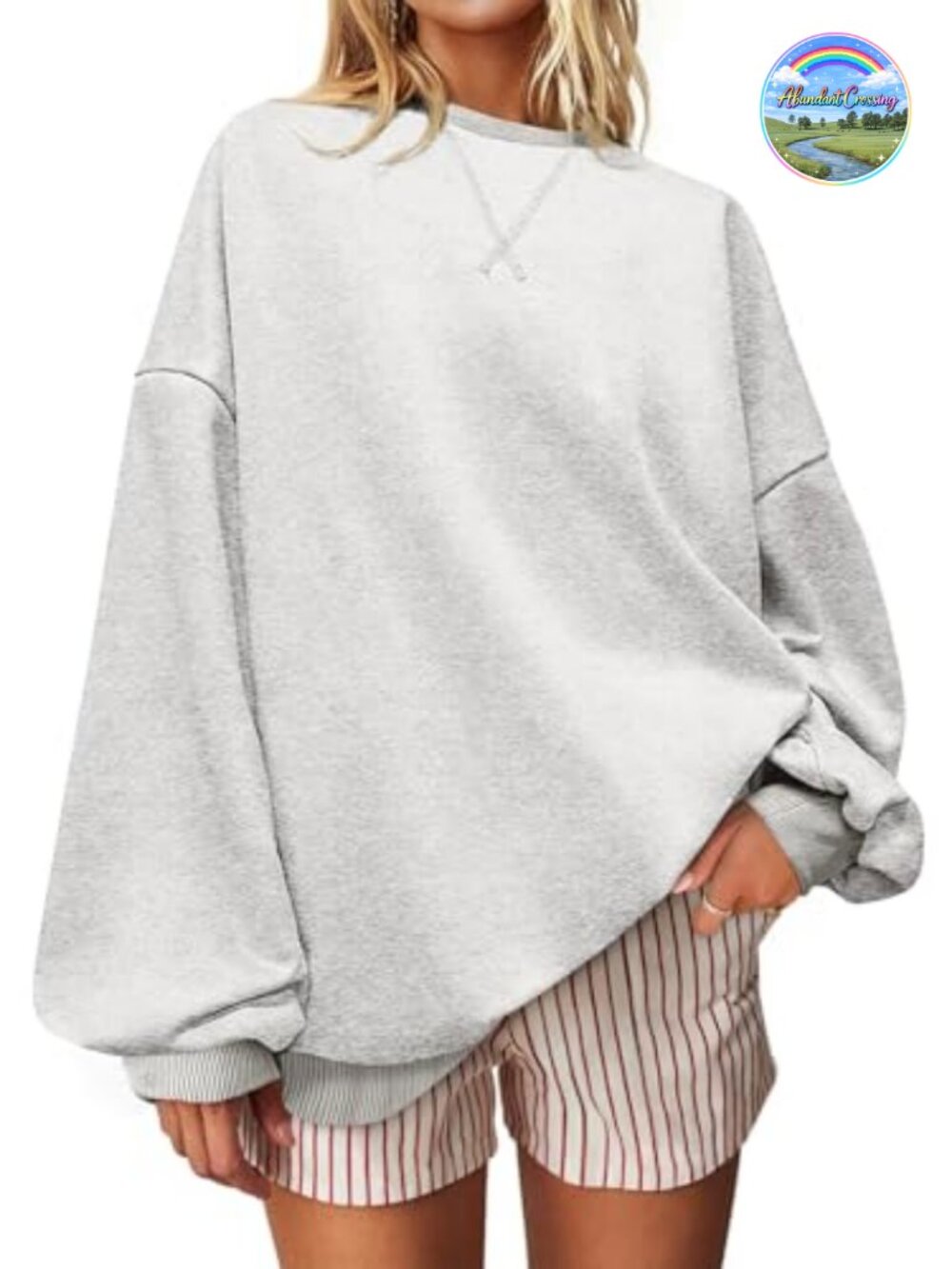 Oversized Striped Crewneck Sweatshirt Long Sleeve Casual Pullover